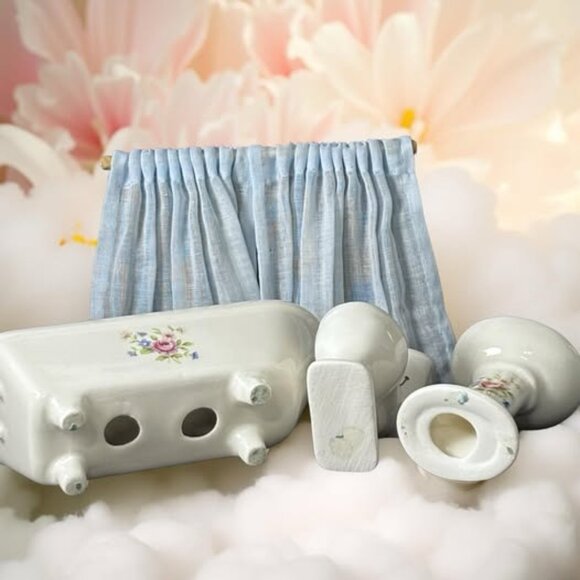 Vintage Porcelain Miniature Bathroom Set 1950s–70s Vanity Display Miniatures - Picture 9 of 9